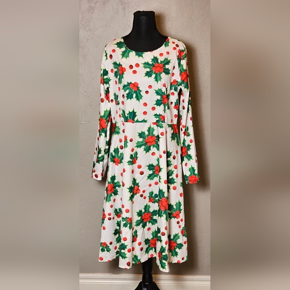 🎄Holiday Dress🎄🕊 Holly in Vintage Fit Style 《XL》Swing Dress ○● NWOT ●○ - Picture 1 of 16